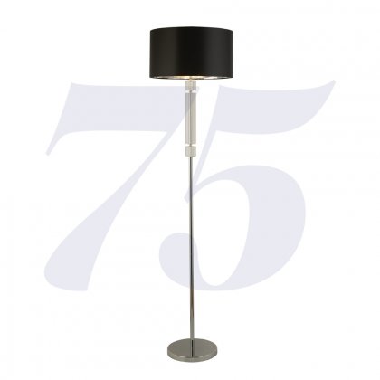 Searchlight Kylie Chrome/Glass Floor Lamp With Black Shade Silver Inner