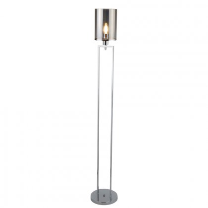 Searchlight Catalina Floor Lamp, Chrome, Smoked Glass Shades