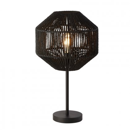 Searchlight Wicker Table Lamp, Black Wicker