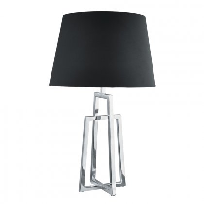 Searchlight York Table Lamp Crossed Frame Chrome Black Tapered Shade