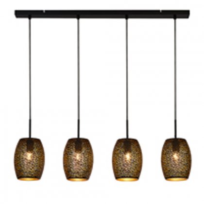 Searchlight Laser 4 Light Bar Pendant, Black And Gold