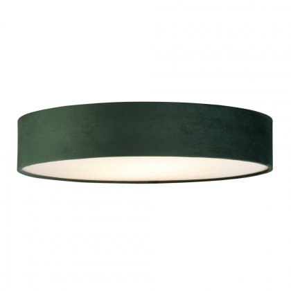 Searchlight Drum 2 3 Light Velvet Flush, Green Shade