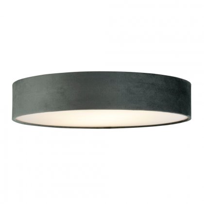 Searchlight Drum 2 3 Light Velvet Flush, Grey Shade