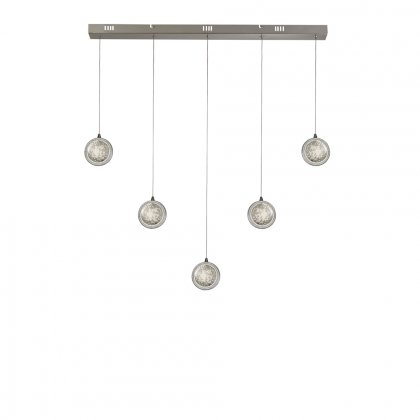 Searchlight Quartz 5 Light Bar Pendant, Bubble Glass With Detailed Rim