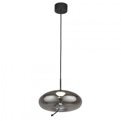 Searchlight Lisbon Led Pendant,Black And Smoked Glass