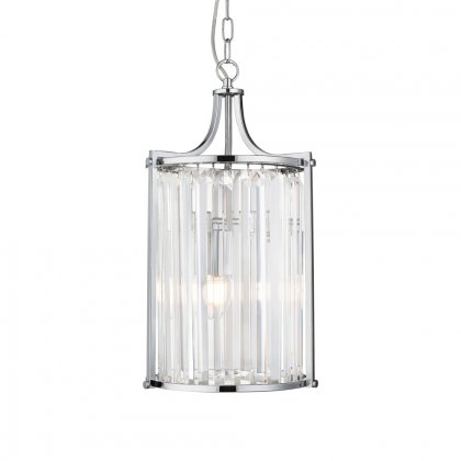 Searchlight Victoria 2 Light Pendant, Chrome With Crystal Glass