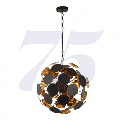 Searchlight Discus 4 Light Black/Gold Pendant