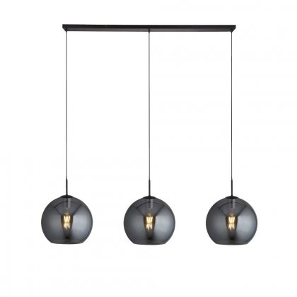 Searchlight Amsterdam 3 Light Bar Pendant Smoked Glass Black