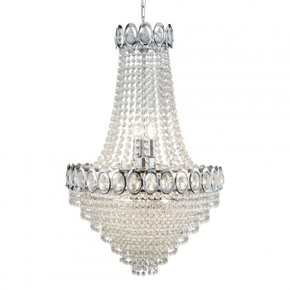 Searchlight Louis Philipe Crystal 11 Light Chrome Chandelier with Clear Glass Beads