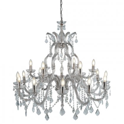 Searchlight Marie Therese 18 Light Chandelier Chrome Clear Crystal