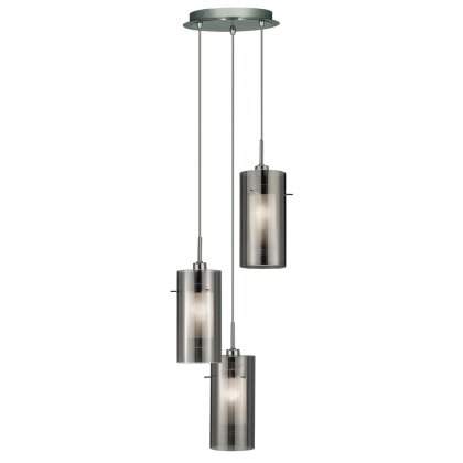 Searchlight Duo 2-3 Light Ceiling Multi-Drop with Smokey Outer/Frosted Inner Glass Shades