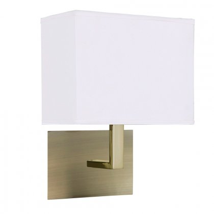 Searchlight Hotel Wall Light Ab - Whte Rectangular Shade