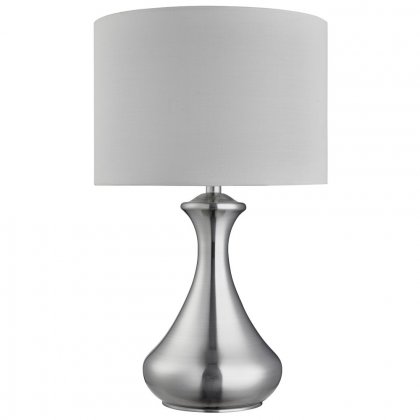 Searchlight Touch Lamp Satin Silver White Shade