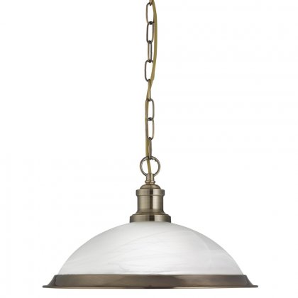 Searchlight Bistro Pendant Antique Brass Marble Glass