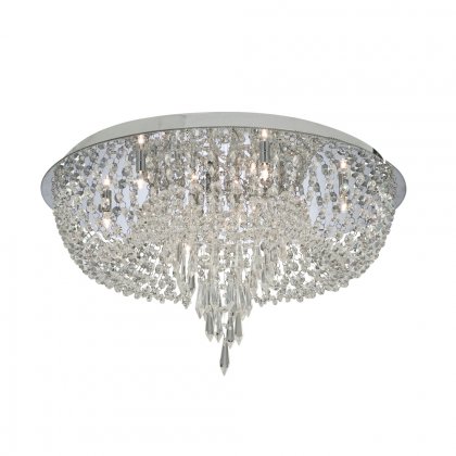 Searchlight Crisslet 10 Light Flush Ceiling Light Chrome & Clear Crystal