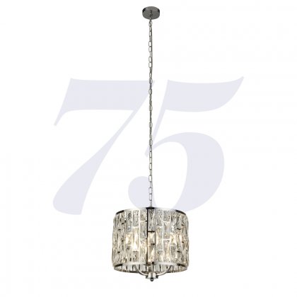 Searchlight Bijou 3 Light Chrome Pendant With Crystal Glass