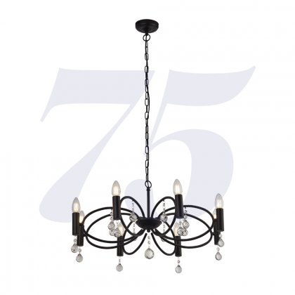 Searchlight Infinity 8 Light Pendant Black With Crystal Glass Detail