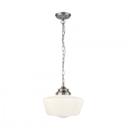 Searchlight School House White Pendant With Opal Glass