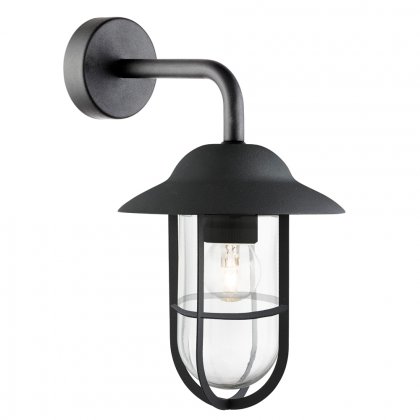 Searchlight Toronto Outdoor Wall Bracket Matt Black Clear Glass