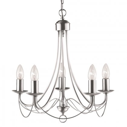 Searchlight Maypole 5 Light Satin Silver Ceiling