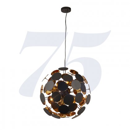 Searchlight Discus 6 Light Black/Gold Pendant