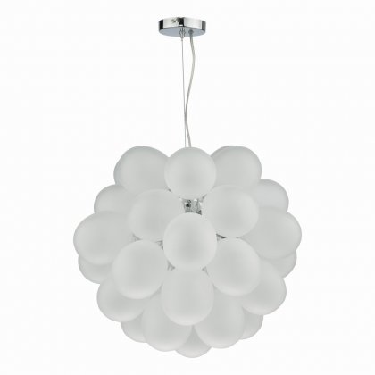 Bubbles 6 Light Pendant Polished Chrome Frosted Glass