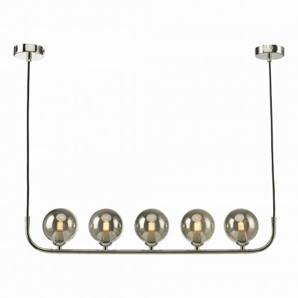 Cradle 5 Light Bar Pendant Polished Chrome Smoked Glass