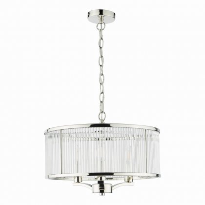 Eveyln 3 Light Pendant Polished Nickel Glass