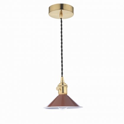 Hadano 1 Light Pendant Natural Brass With Umber Shade