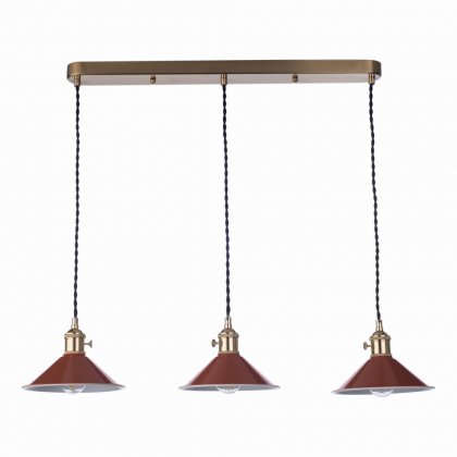 Hadano 3 Light Brass Suspension With Umber Shades