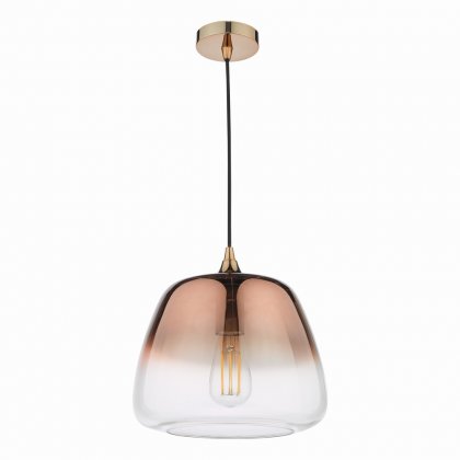 Klaxon 1 Light Pendant Ombre Copper Glass