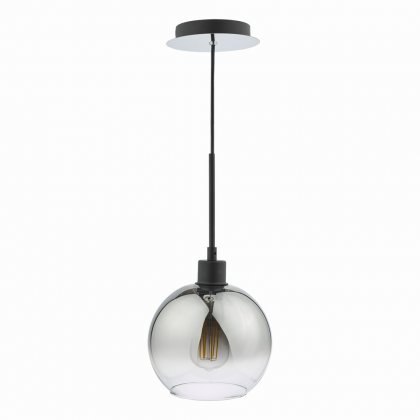 Lycia 1 Light Single Pendant Matt Black Ombre Smoked Glass