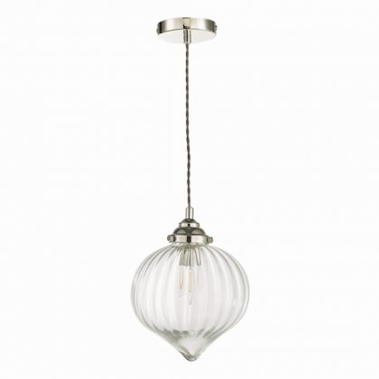 Mya 1 Light Single Pendant Polished Nickel Glass