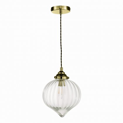 Mya 1 Light Single Pendant Antique Brass Glass