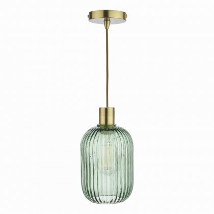 Sawyer Easy Fit Pendant Green Ribbed Glass