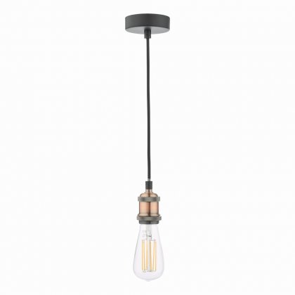 Waco 1 Light E27 Suspension Antique Copper Matt Black