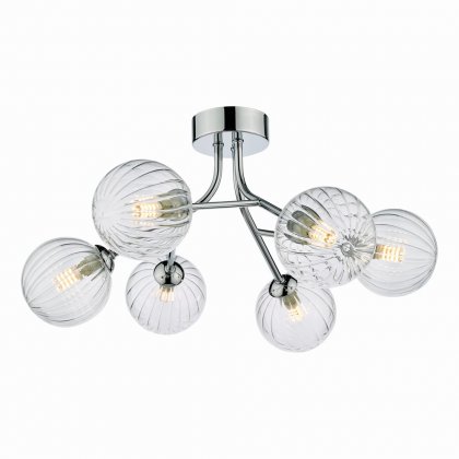 Yiska 6 Light Semi Flush Polished Chrome Ribbed Glass