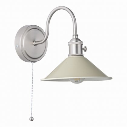 Hadano 1lt Wall Light Antique Chrome With Cashmere Shade