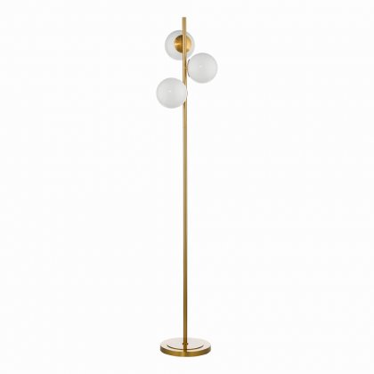 Bombazine 3 Light Floor Lamp Natural Brass Opal Glass