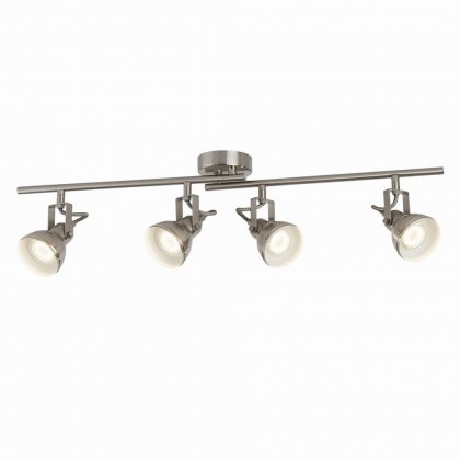 Searchlight Focus 4 Light Industrial Spotlight Bar Satin Silver