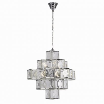 Searchlight Glacier 7 Light Ceiling Pendant Chrome & Acrylic