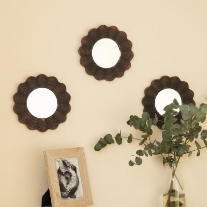 Creekwood Canne Wall Mirrors Set of 3 - Brushed Copper