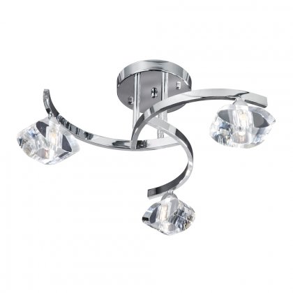 Searchlight Sculptured Ice II 3 Light Cc Curve Semi Flush-Cl Glass