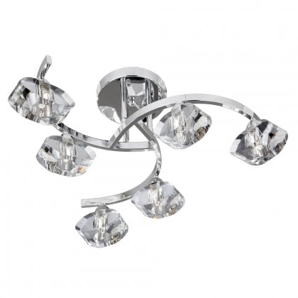 Searchlight Sculptured Ice II 6 Light Cc Curve Semi Flush-Cl Glass