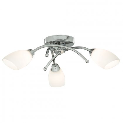 Searchlight Opera 3 Light Chrome Flush With Opal Glass