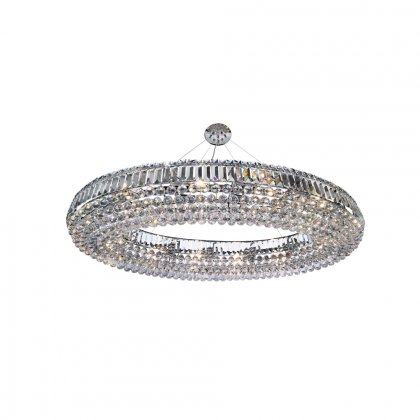 Searchlight Vesuvius Oval 24Lt Ceiling,Chrome W Clear K9 Coffins Trim & K5 Ball Drops