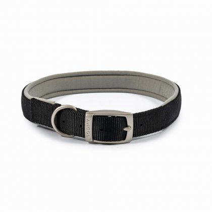 Ancol Black Padded Nylon Dog Collar - 55cm/22