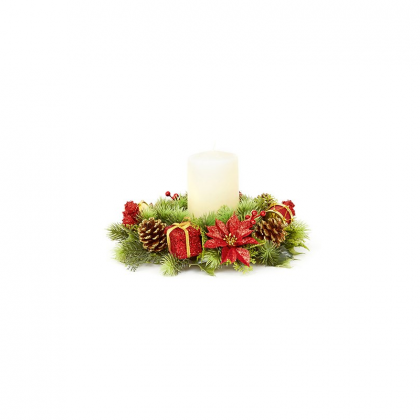 Premier Decorations 30cm Plastic Candle Ring - Red & Gold Drum & Parcel