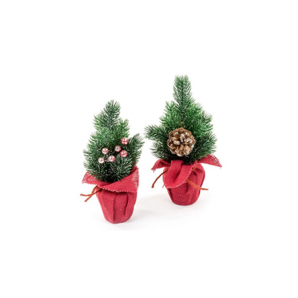 Premier Decorations 22cm Red Burlap Table Top Tree - Assorted