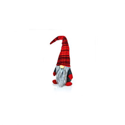 Premier Decorations 56cm Lit Standng Grey-Red Gonk with Red Tartan Hat